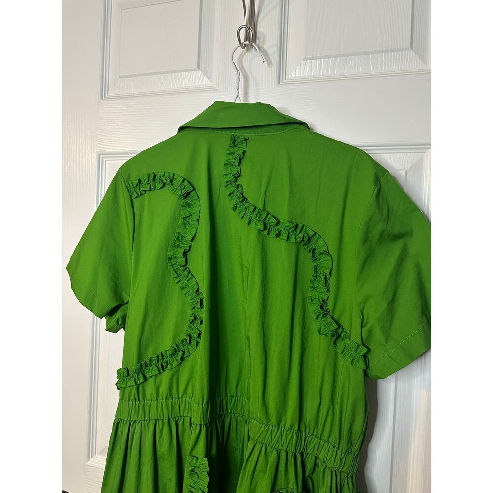 Kate Spade Target Shirt Midi Dress XXL Green Ruffle Ribbon Coast shirtdress - Picture 4 of 6